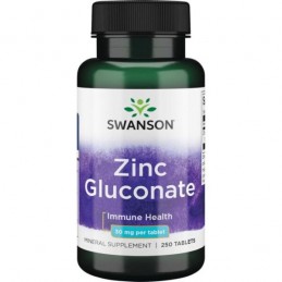 Zinc Gluconate 30mg - 250 tablete, Swanson BENEFICII ZINC: reglarea proceselor metabolice si a activitatii enzimelor din organis