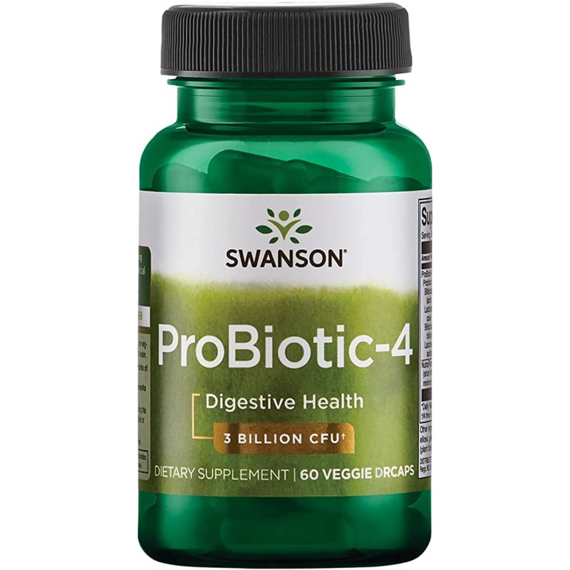 Swanson Probiotic-4 3 Miliarde CFU 60 Capsule – Probiotic pentru Digestie si Flora Intestinala BENEFICII PROBIOTIC: Digestie imb