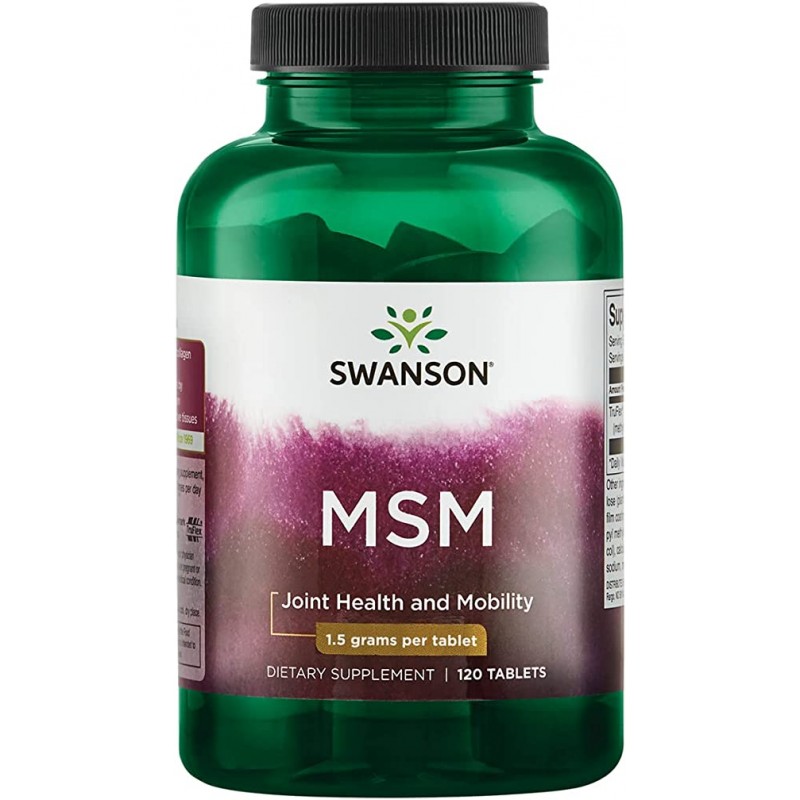 Swanson MSM 1500 mg – 120 Tablete – Articulatii si Mobilitate BENEFICII MSM: Reduce inflamatia articulara, Permite muschilor si 
