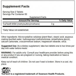 Swanson MSM 1500 mg – 120 Tablete – Articulatii si Mobilitate BENEFICII MSM: Reduce inflamatia articulara, Permite muschilor si 