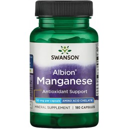 Mangan chelat 10 mg 180 Capsule, Swanson BENEFICII- ajuta la formarea oaselor prin diverse mecanisme, joaca un rol in productia 