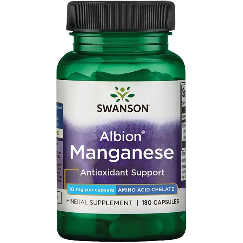 Swanson Mangan Chelat Albion 10 mg – 180 Capsule – Oase si Metabolism BENEFICII Albion Mangan: ajuta la formarea oaselor prin di