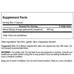 Swanson African Mango 400 mg – 60 Capsule – Slabire si Control Apetit Natural BENEFICII MANGO AFRICAN: ajuta la pierderea in gre