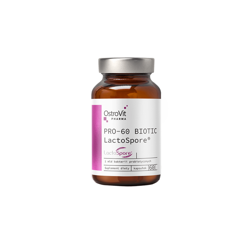 PRO-60 BIOTIC LactoSpore, contribuie la atenuarea simptomelor aparute din cauza unei flore intestinale gresite OstroVit Pharma P