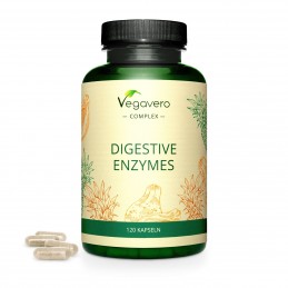Supliment alimentar Digestive Enzymes Complex, 120 Capsule (Complex de enzime digestive), Vegavero 100% ENZIME DIGESTIVE NATURAL