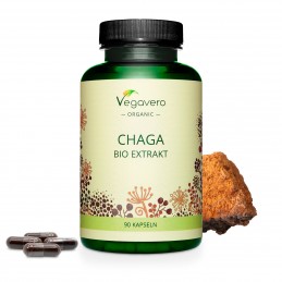 Supliment alimentar Organic Chaga 600 mg, 90 Capsule, Vegavero BENEFICII CHAGA- ajuta la mentinerea functionarii normale a siste