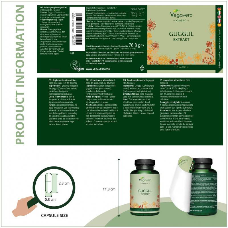 Vegavero Guggul Extract 520 mg, 120 Capsule - 1 | YEO