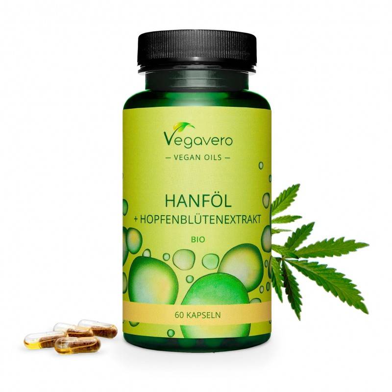 Vegavero Organic Hemp & Hop Seed Oil, 60 Capsule (Ulei din seminte de canepa)