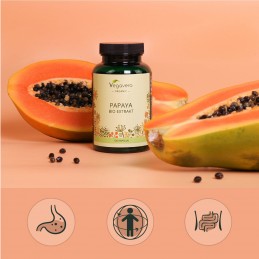 Vegavero Organic Papaya Extract 700 mg, 120 Capsule Beneficii Papaya: arzator de grasimi, ajuta la inlaturarea celulitei, reduce