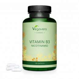 Vegavero Vitamina B3 500 mg 180 Capsule – Metabolism Activ Nicotinamida este o forma de vitamina B3. Aceasta sustine bunastarea 