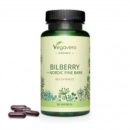 Supliment alimentar Organic Bilberry & Pine Bark, 90 Capsule (Extract de afine si extract de scoarta de pin nordic), Vegavero BE