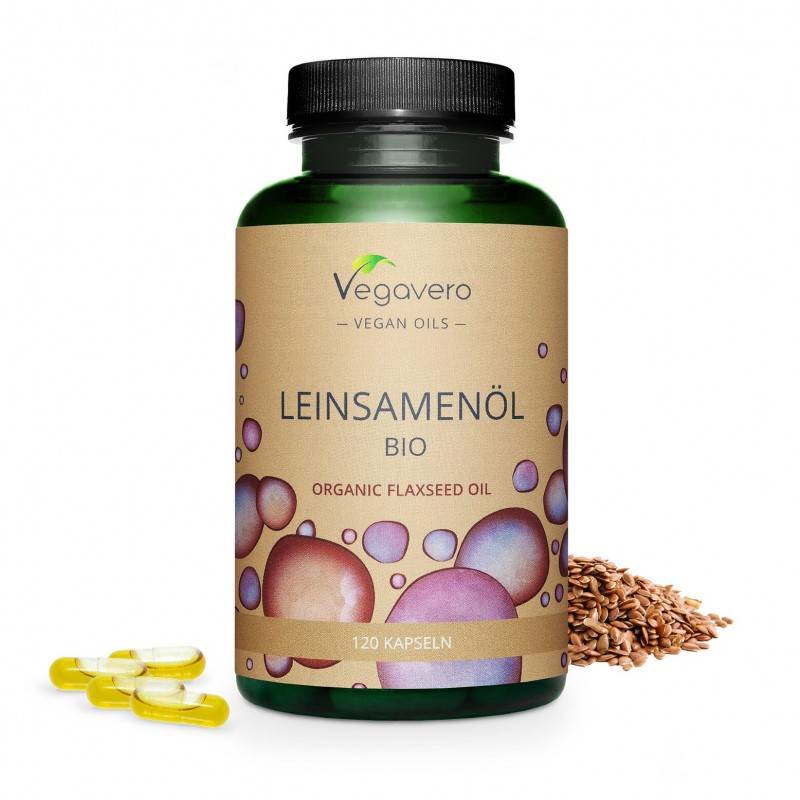 Organic Flaxseed Oil 500 mg, 120 Capsule (Ulei din seminte de in), cele mai bogate surse vegetale de omega-3 DE CE ULEI DE SEMIN