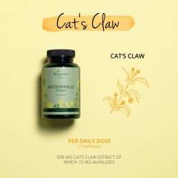 Vegavero Cat's Claw Extract 500 mg, 180 Capsule (Gheara matei) Beneficii gheara matei: antioxidant, intareste sistemul imunitar,