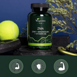Vegavero ZMA: Zinc + Magnesium + Vitamin B6, 120 Capsule Beneficii ZMA: Pentru toate tipurile de sport, Cresterea si definirea m