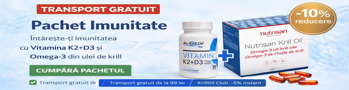 Pachet Imunitate KrillOil � Vitamina D3 K2 + Krill Oil, transport gratuit de la 99 lei