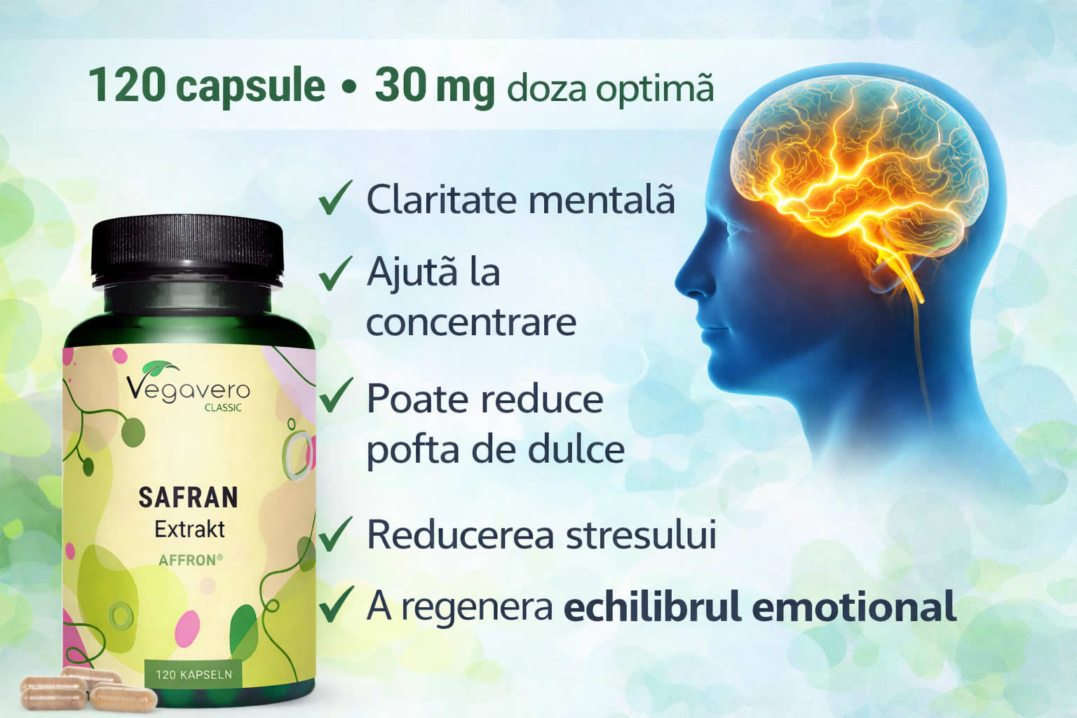 Saffron Extract 30 mg – beneficii pentru stare de spirit