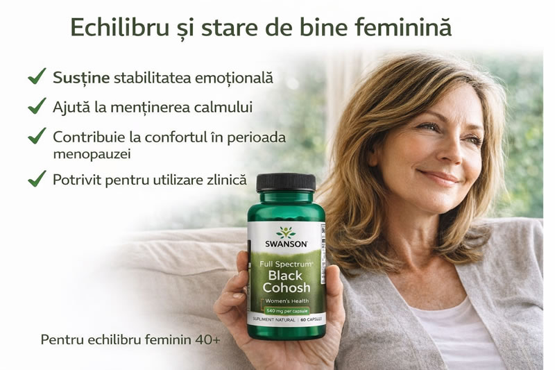 Swanson Black Cohosh 540 mg 60 Capsule – Suport Natural pentru Menopauza