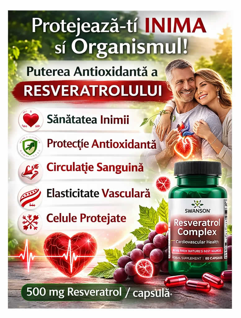 Swanson Resveratrol Complex 60 Capsule – Resveratrol pentru Sanatatea Inimii si Protectie Antioxidanta