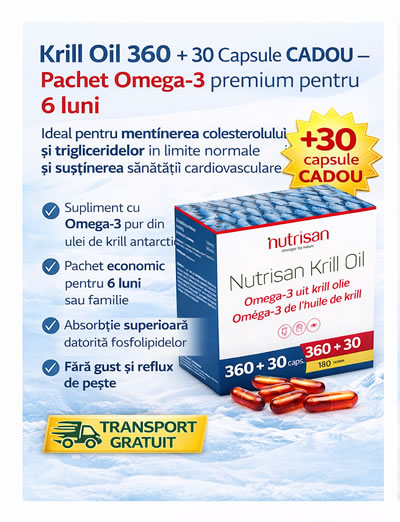 Krill Oil 360 + 30 Capsule CADOU – Pachet economic Omega-3 pentru 6 luni