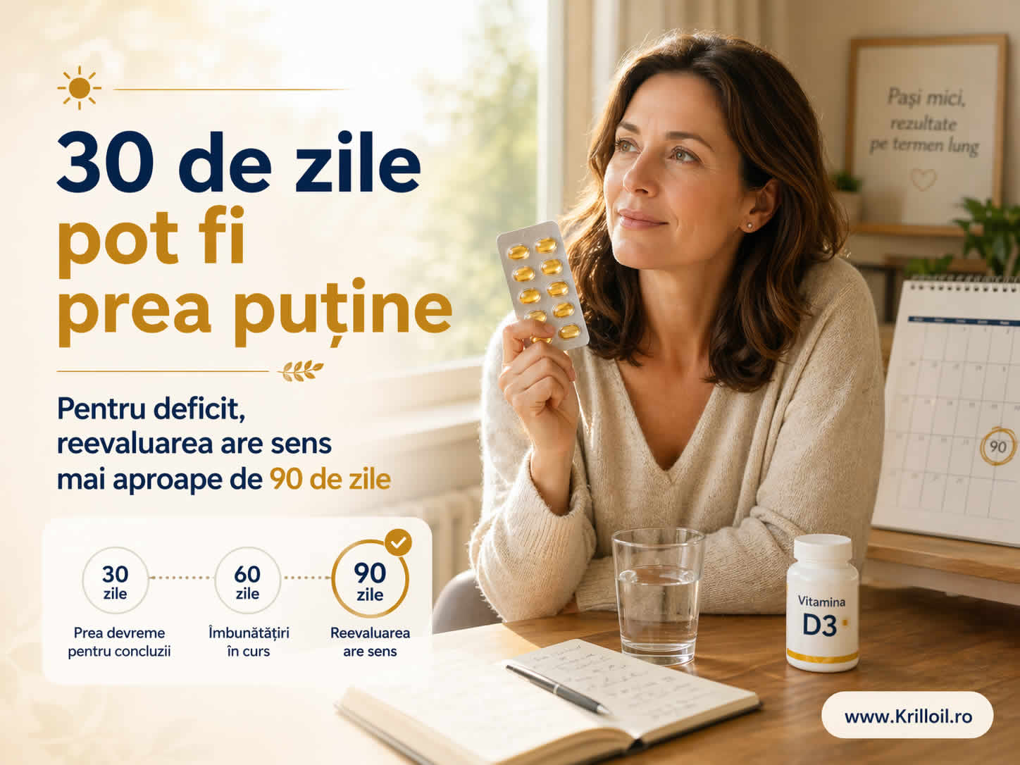 30 de zile pot fi prea puține pentru vitamina D3 – reevaluarea are sens mai aproape de 90 de zile