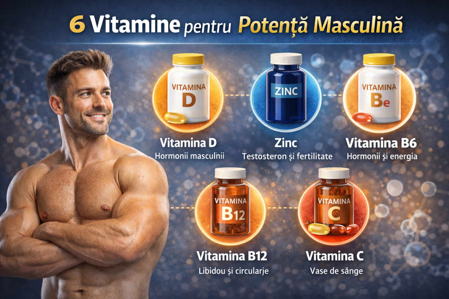 6 vitamine pentru potență masculină care susțin testosteronul, libidoul și energia la bărbați