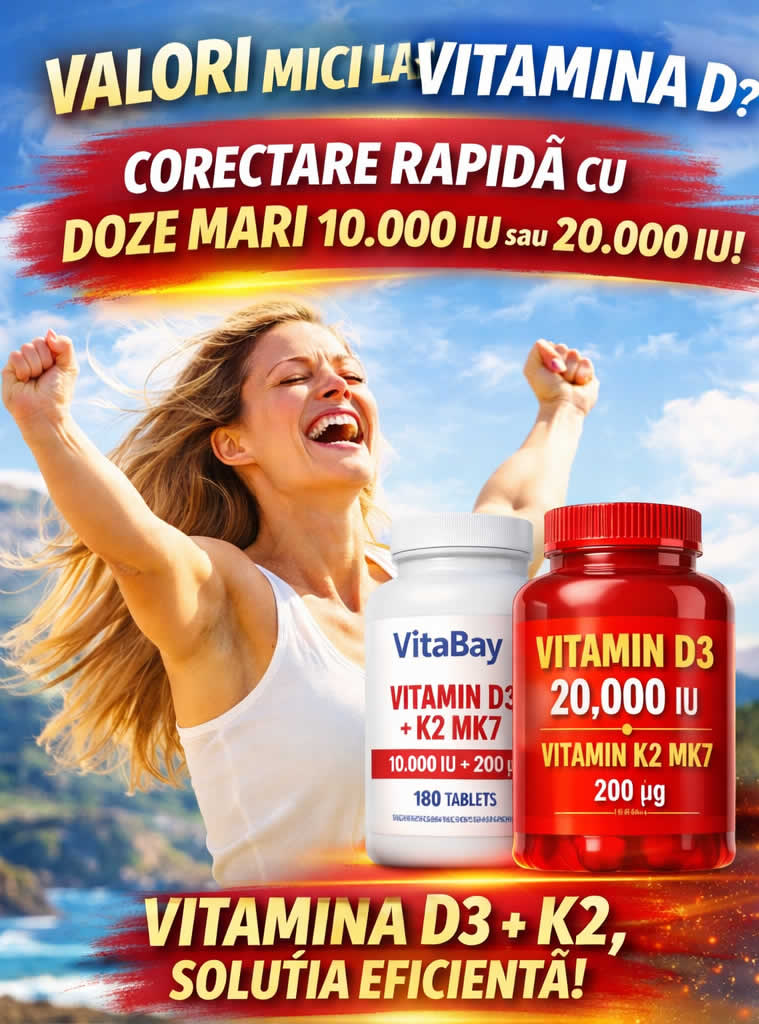Deficit de Vitamina D3? Solutie Vitamina D3 doze mari 10000 20000 50000 IU