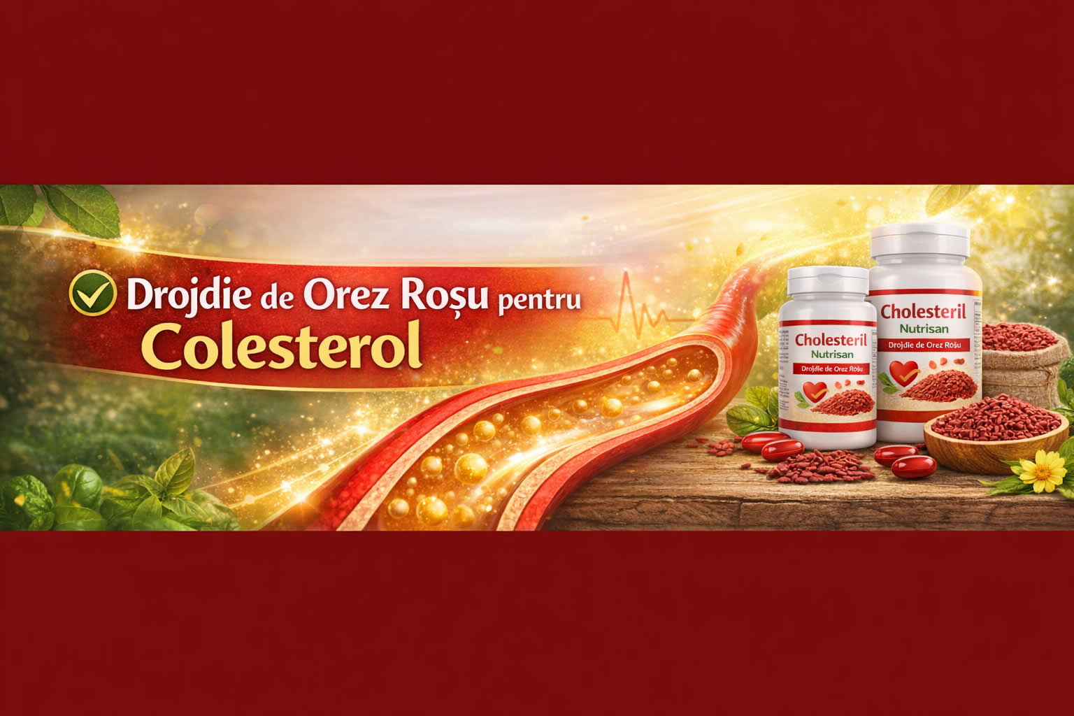 Drojdie de Orez Roșu pentru Colesterol – Suport Natural pentru Inimă și Trigliceride (Cholesteril Nutrisan 60 capsule)