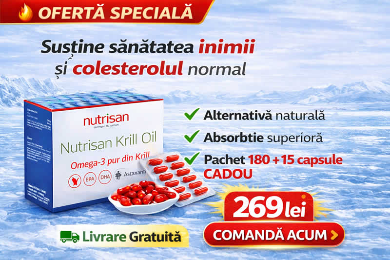 Krill Oil 180 + 15 capsule � solutia completa pentru Colesterol marit si Trigliceride