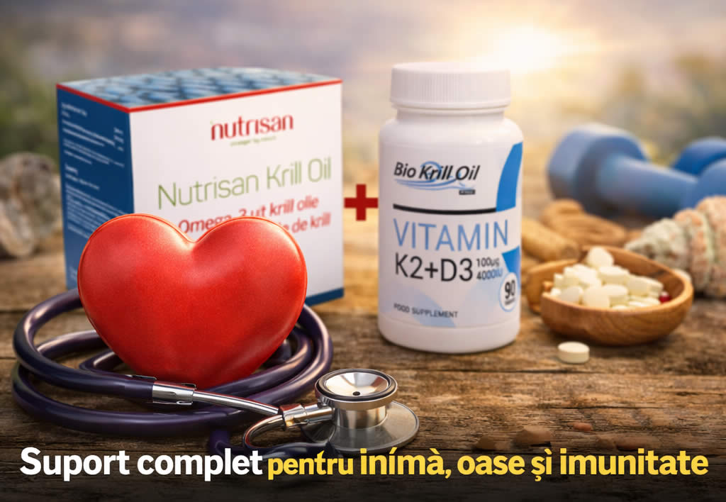 Suport complet pentru inimă, oase și articulații cu Krill Oil BioKrillOil și Vitamina D3 K2