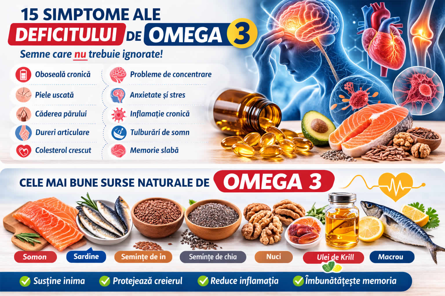 Alimente bogate in omega 3 somon nuci seminte de in chia ulei de krill surse naturale omega 3