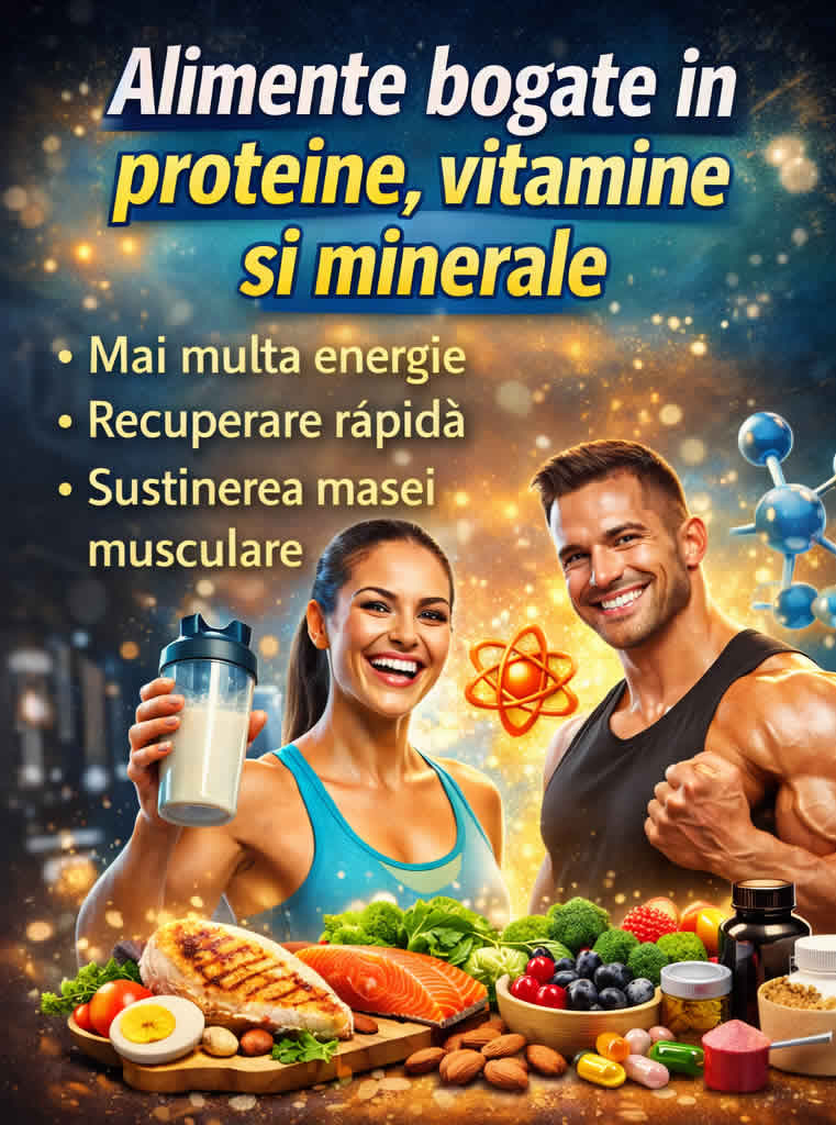 Alimente bogate în proteine, vitamine și minerale pentru energie, recuperare rapidă și susținerea masei musculare