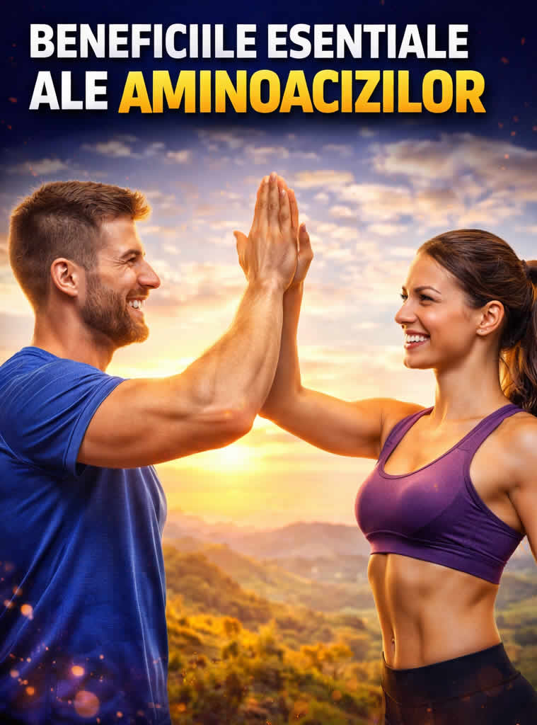 Beneficiile esențiale ale aminoacizilor – imagine cu stil de viață activ, energie, recuperare și susținerea performanței fizice