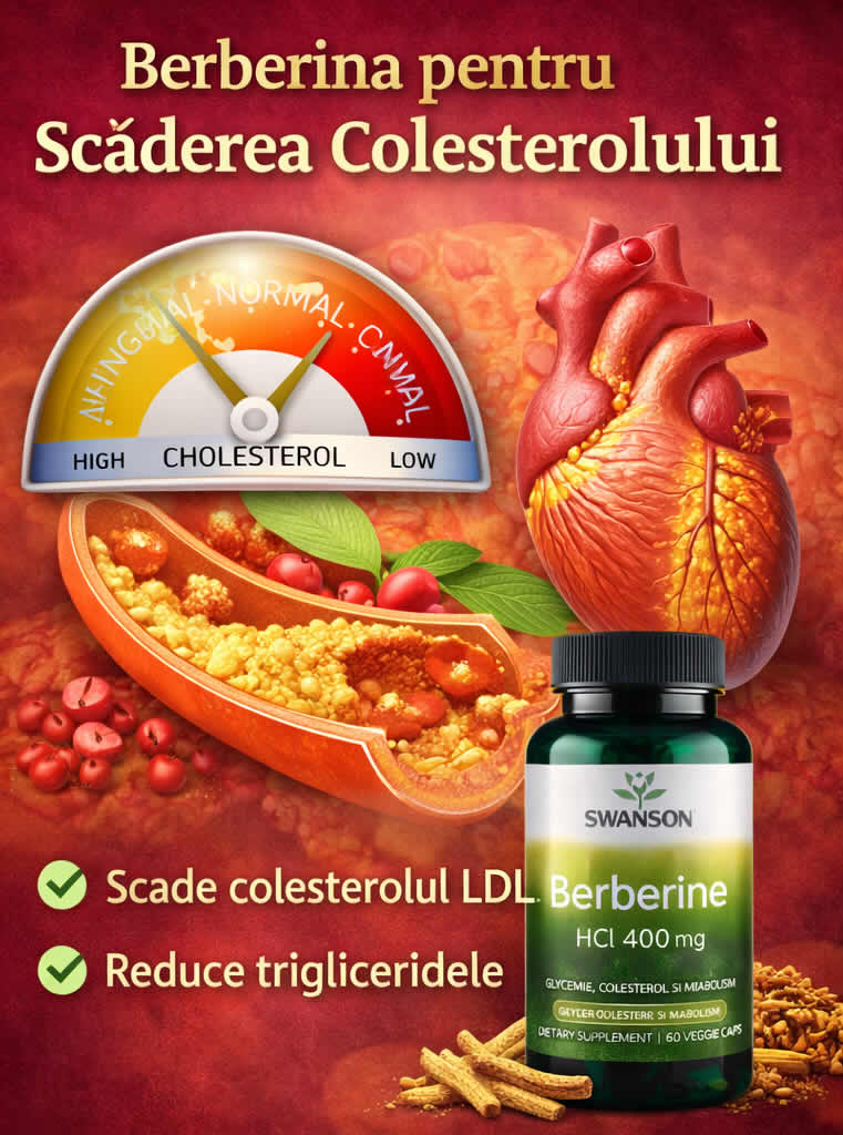 Berberina pentru scăderea colesterolului LDL și reducerea trigliceridelor – supliment natural pentru sănătatea cardiovasculară