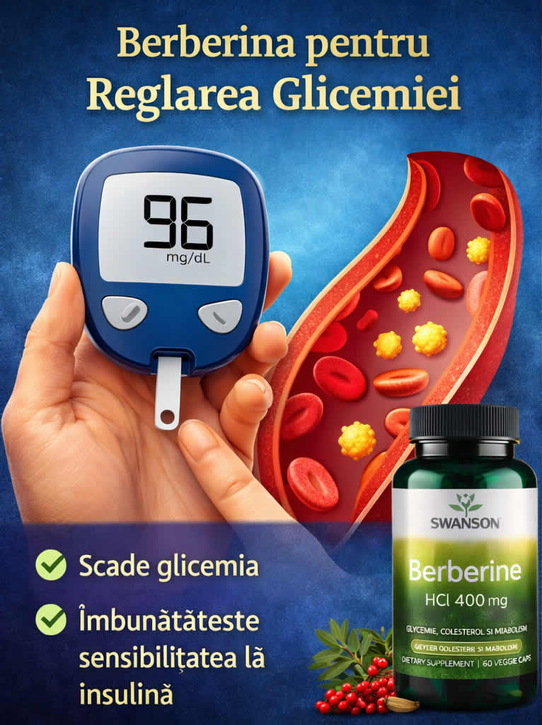 Berberina pentru reglarea glicemiei și îmbunătățirea sensibilității la insulină – supliment natural pentru metabolismul glucozei