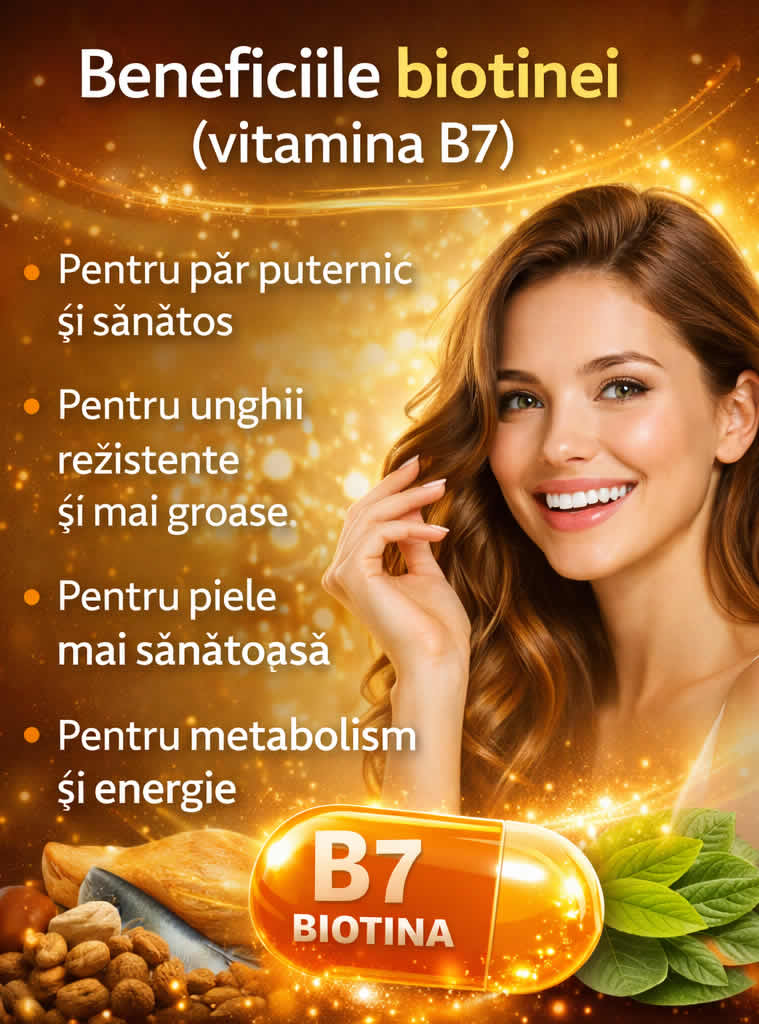 Biotina vitamina B7 pentru păr mai puternic și unghii mai rezistente