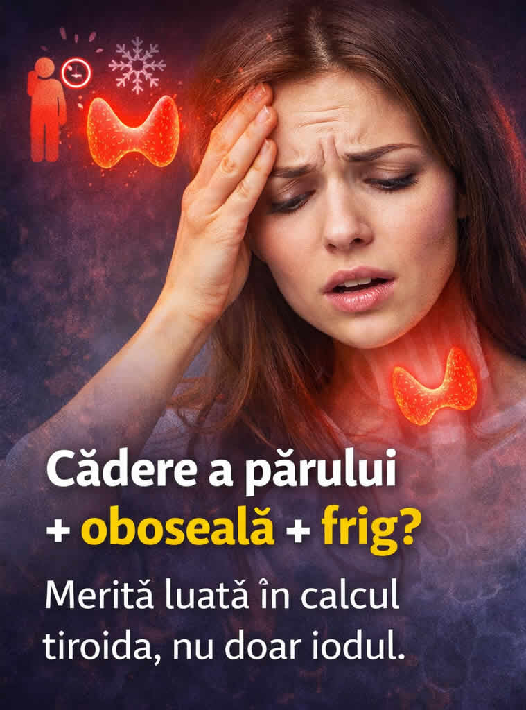 Căderea părului, oboseală și sensibilitate la frig, simptome care pot sugera o problemă de tiroidă și deficit de iod
