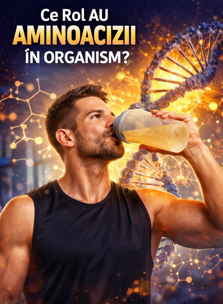 Ce rol au aminoacizii în organism – imagine cu sportiv și aminoacizi pentru energie, refacere și susținerea masei musculare