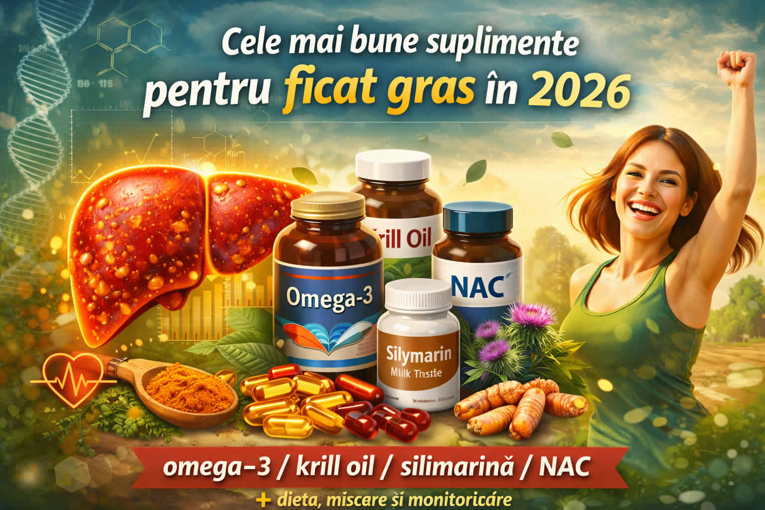 Cele mai bune suplimente pentru ficat gras în 2026 – omega 3, krill oil, silimarină și NAC