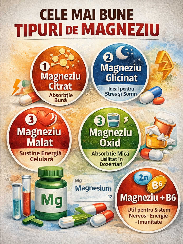 Cele mai bune tipuri de magneziu citrat glicinat malat oxid magneziu b6 beneficii