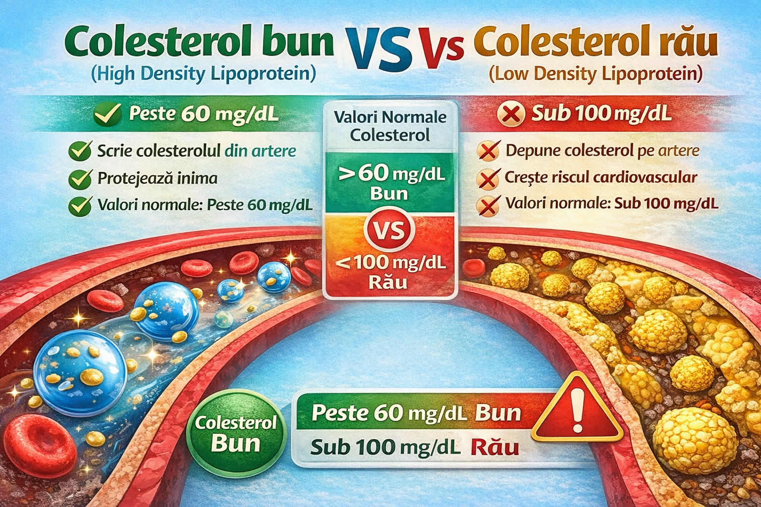 colesterol bun HDL vs colesterol rau LDL valori normale colesterol