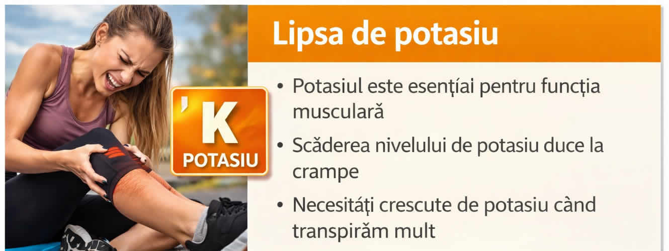 Lipsa de potasiu și crampe musculare după efort și transpirație abundentă
