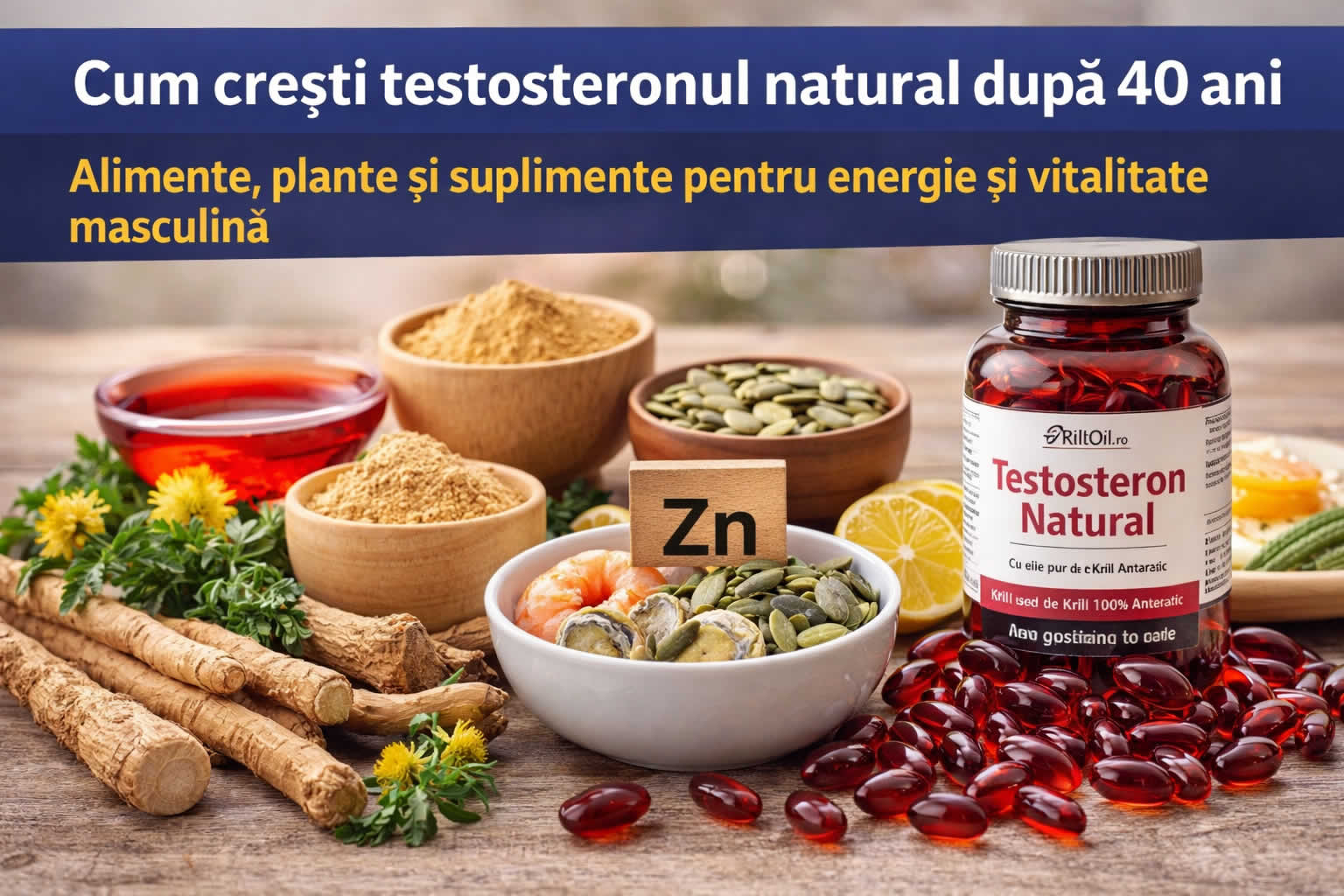 Alimente si plante pentru cresterea testosteronului natural dupa 40 ani precum zinc maca si tribulus pentru energie masculina