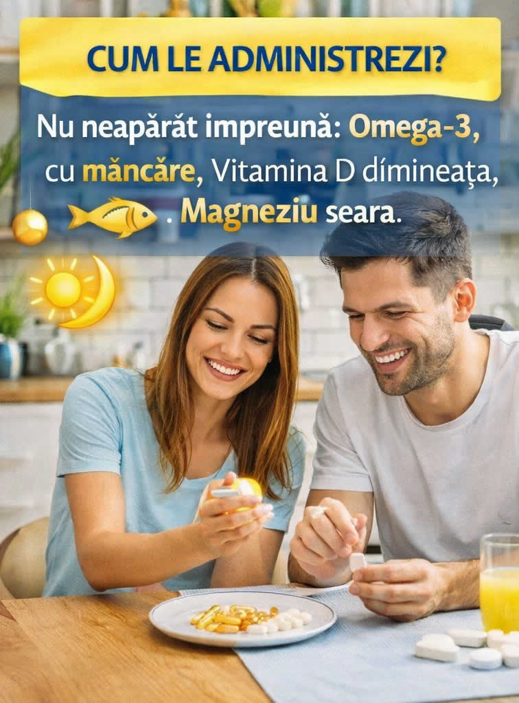 Cum administrezi Omega-3, magneziu și vitamina D corect în aceeași rutină zilnică