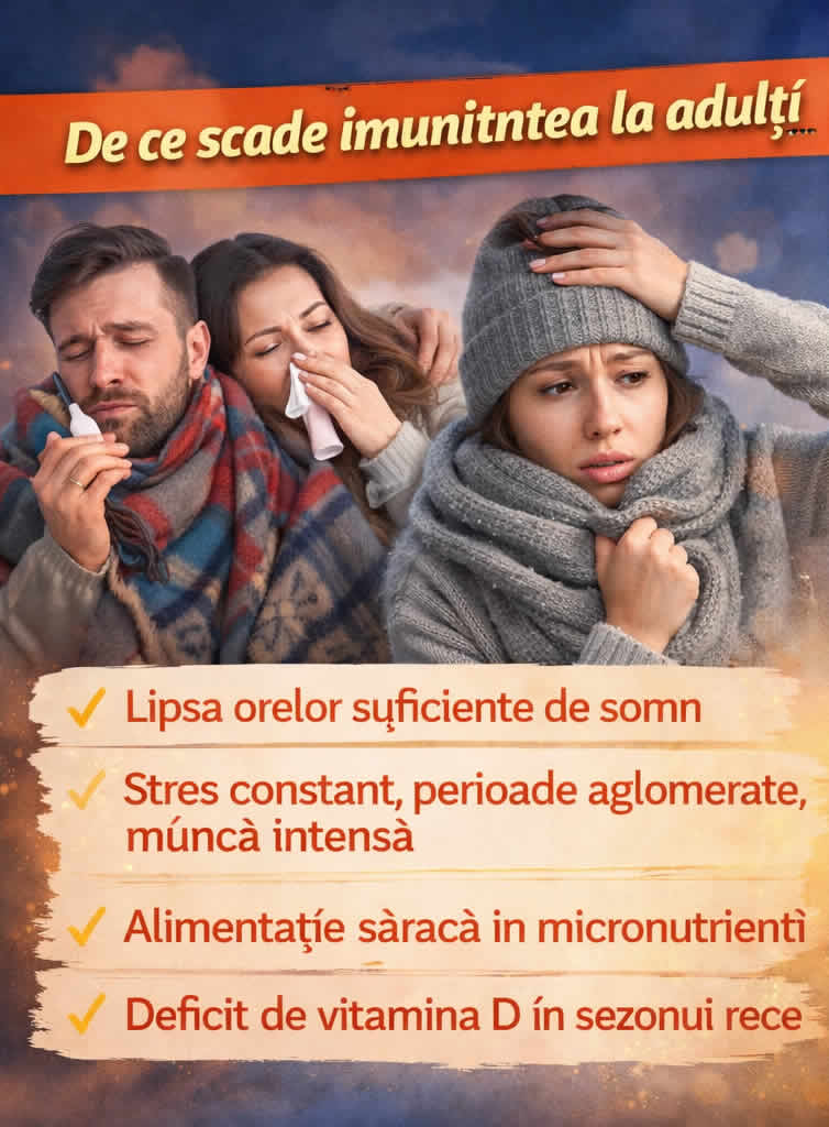 Adulți răciți și obosiți, imagine despre cauzele imunității scăzute la adulți, lipsa somnului, stres și deficit de vitamina D