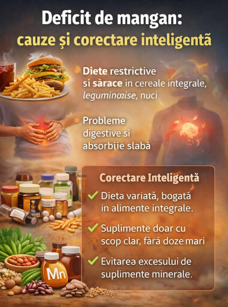 Deficit de mangan cauze si corectare inteligenta dieta suplimente minerale alimentatie echilibrata