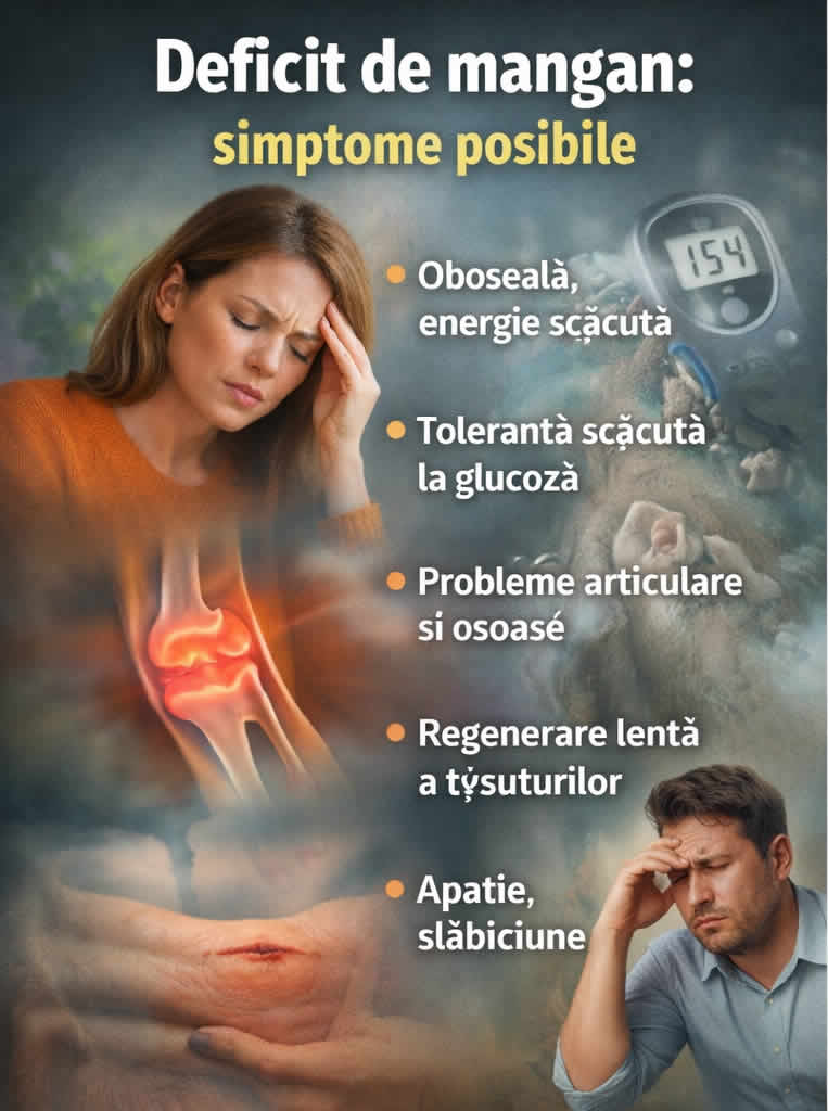 Deficit de mangan simptome posibile oboseala energie scazuta probleme articulare regenerare lenta