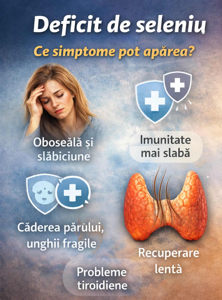 Deficit de seleniu simptome și semne precum oboseală slăbiciune și afectarea tiroidei