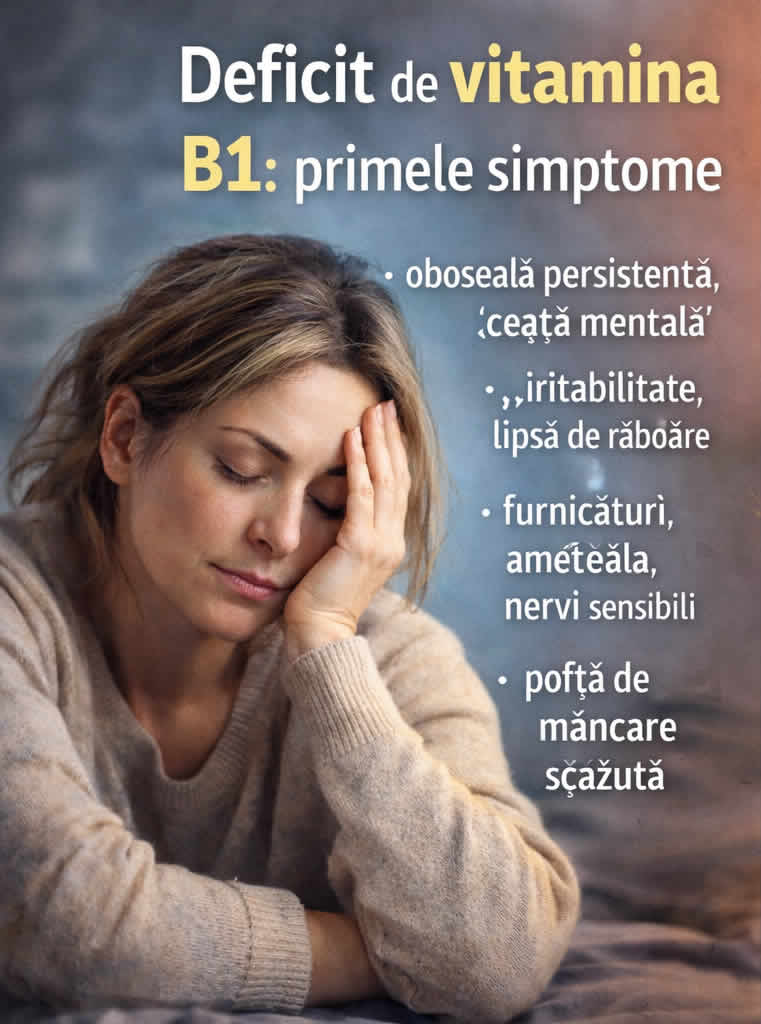 Deficit de vitamina B1 primele simptome oboseală persistentă ceață mentală iritabilitate și furnicături