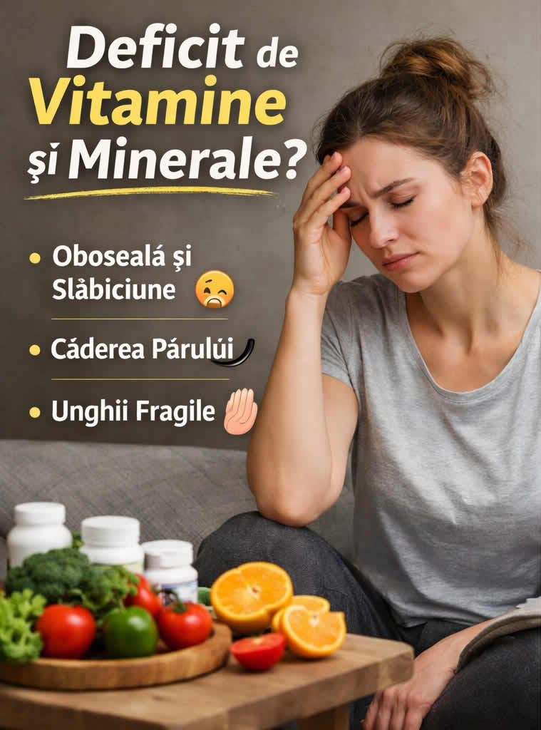 Deficit de vitamine și minerale simptome precum oboseală, slăbiciune, căderea părului și unghii fragile