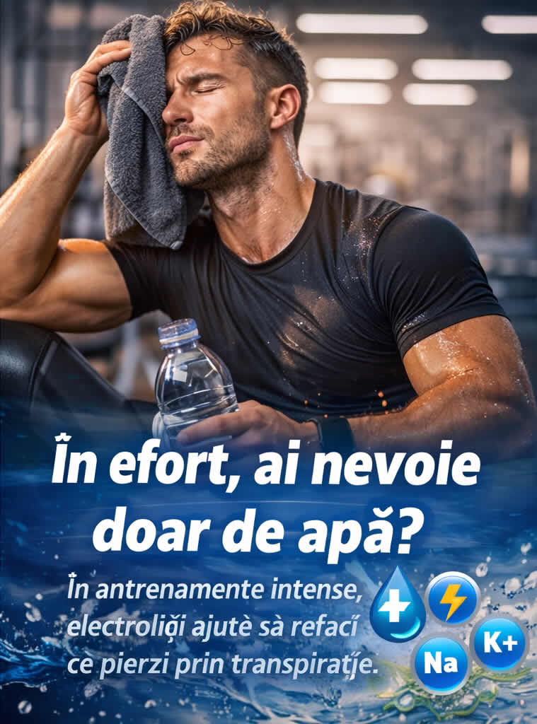 Electroliți și hidratare corectă în antrenamente intense pentru refacerea lichidelor pierdute prin transpirație